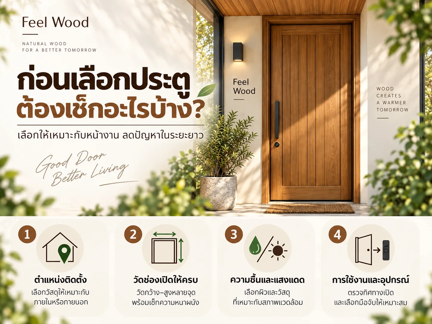 5 เรื่องสำคัญที่ควรรู้ก่อนตัดสินใจ ก่อนเลือกประตูบ้าน ต้องเช็กอะไรบ้าง? | Feel Wood
