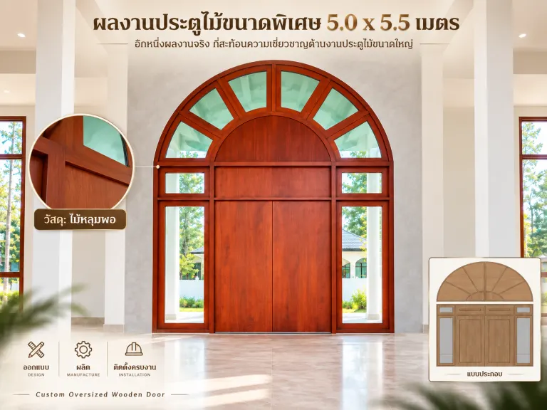 จากโจทย์ที่ไม่ธรรมดา สู่ประตูไม้ขนาดพิเศษ 5 × 5.5 เมตร