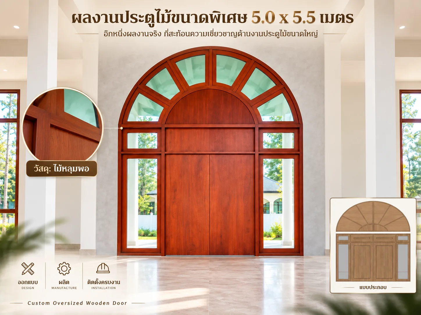 จากโจทย์ที่ไม่ธรรมดา สู่ประตูไม้ขนาดพิเศษ 5 × 5.5 เมตร - ภาพที่ 1