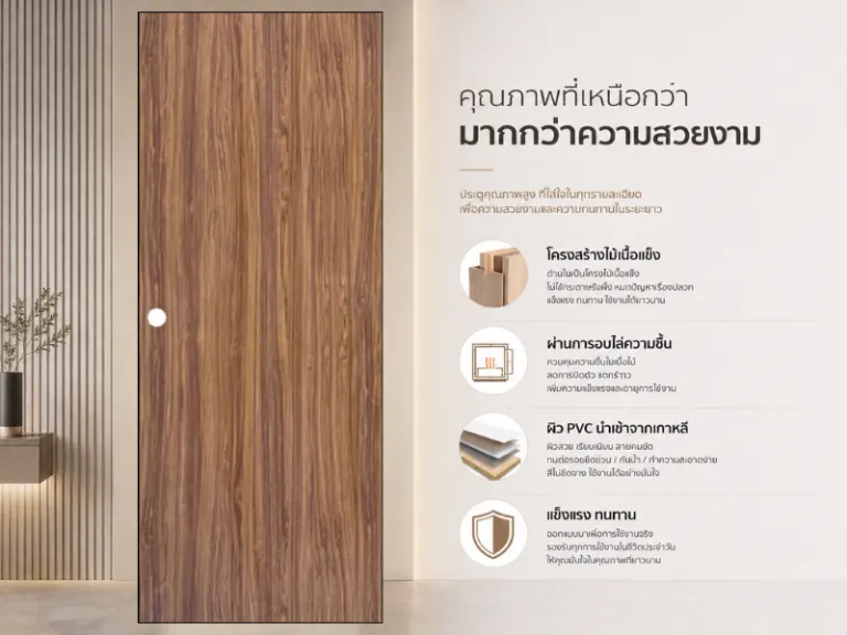 ประตูปิดผิวพีวีซี · Classic · Brown Teak