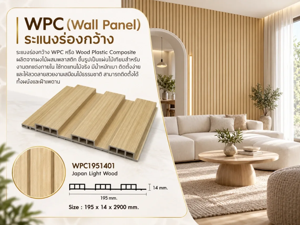 ระแนงไม้เทียม WPC ร่องกว้าง (Minimal Series)