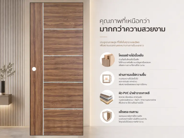 ประตูปิดผิวพีวีซี · Matrix · Brown Teak